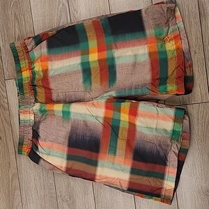 PIERRE-LOUIS MASCIA Italy Multicolor‎ Plaid Silk XS Mens Designer Casual Shorts